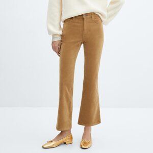 MNG by Mango Cropped Flare Corduroy Pants